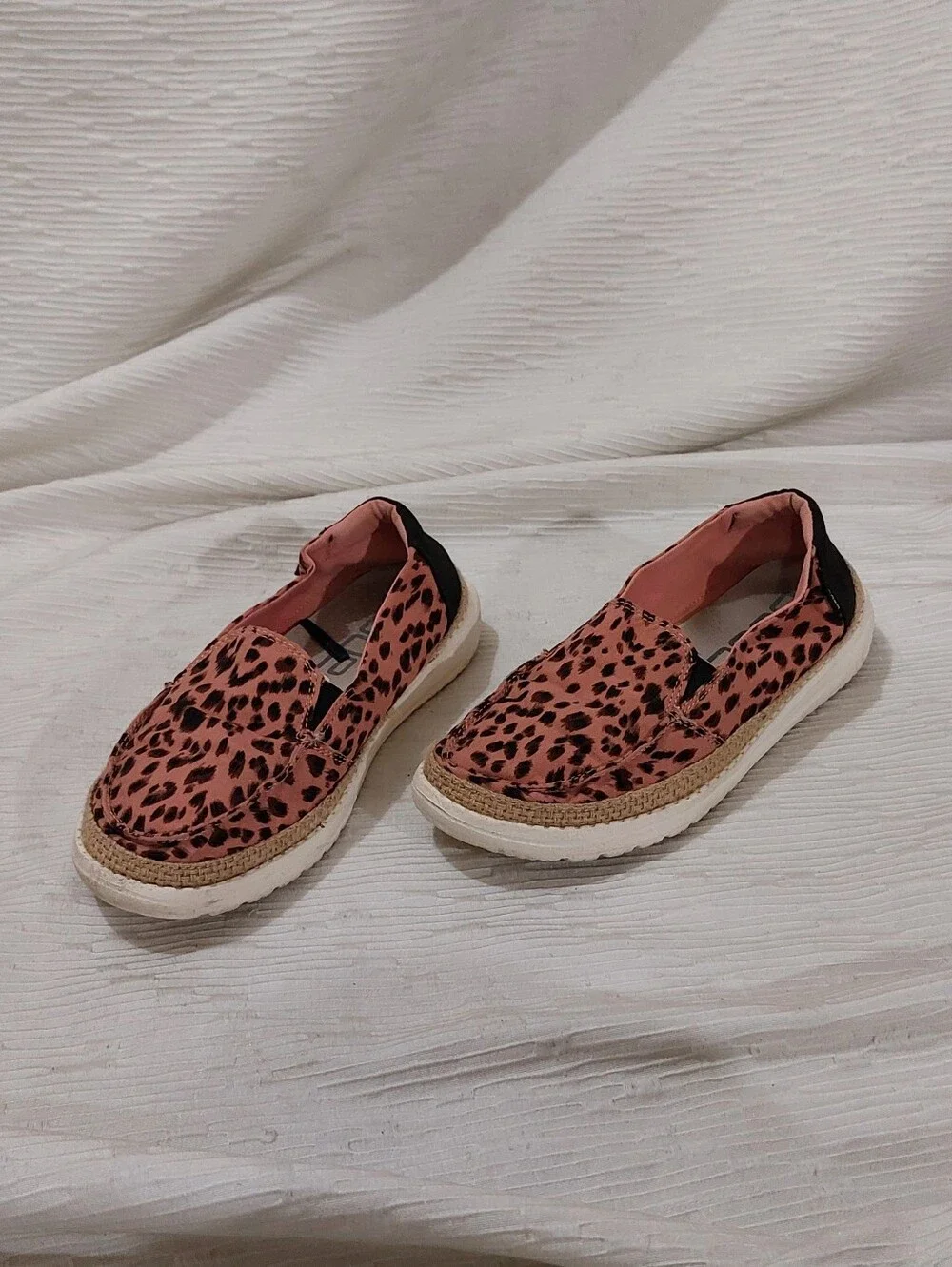 Hey Dude Pink Leopard Print Slip-Ons Size 7